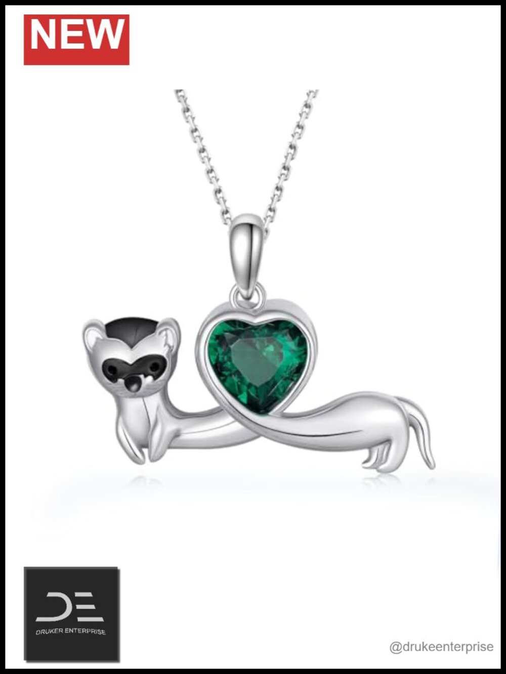 Sterling Silver Animal Pendant Necklace Ferret Cute Jewelry Gift